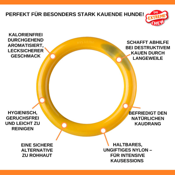 Beißring für Hunde Nylabone Ring Gelb Hamburger L