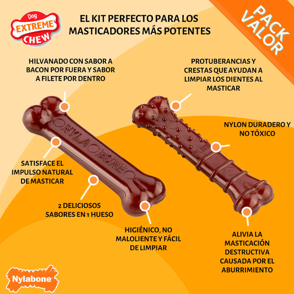 Knochen Nylabone Braun Bacon XS 2 Stück