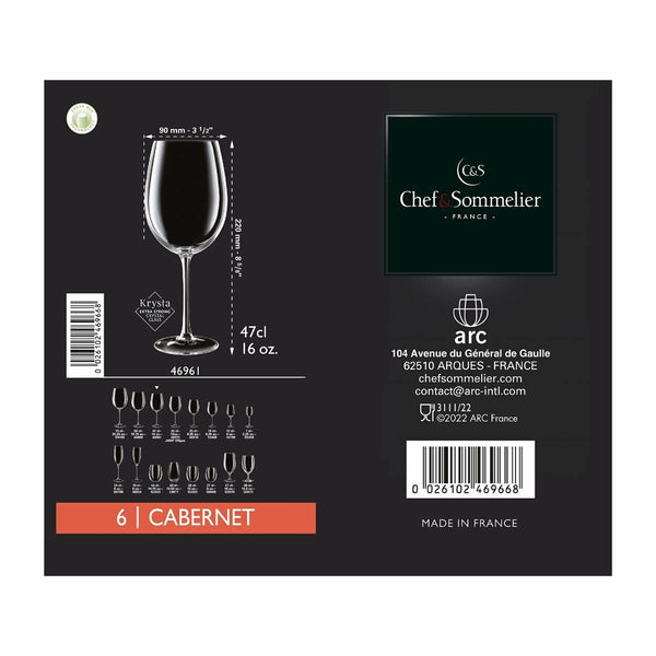 Gläsersatz Chef & Sommelier Cabernet Durchsichtig Glas (250 ml) (6 Stück)