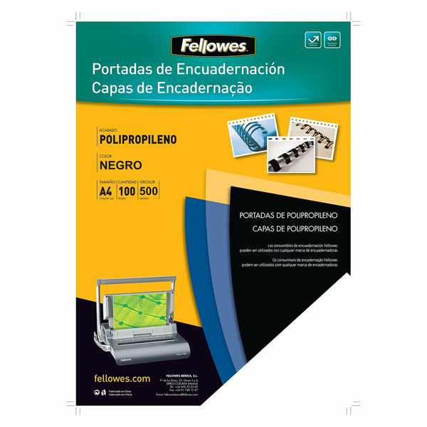 Umschlag Fellowes 54772 100 Stück Buchbinden Schwarz A4 Polypropylen