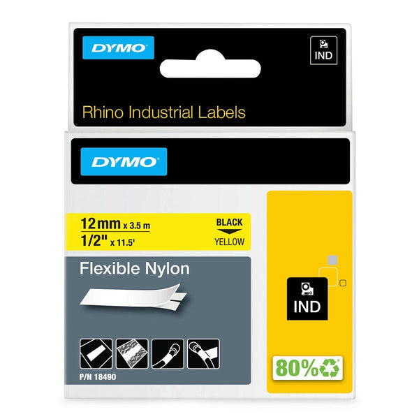Beschichtete Bänder Dymo Nylon Flexible IND Bunt Schwarz/Gelb