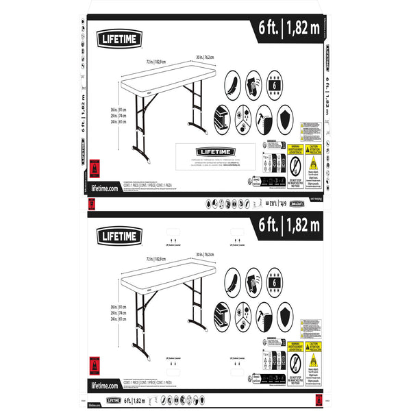 Table Klapptisch Lifetime Weiß Stahl Kunststoff 183 x 91 x 76 cm