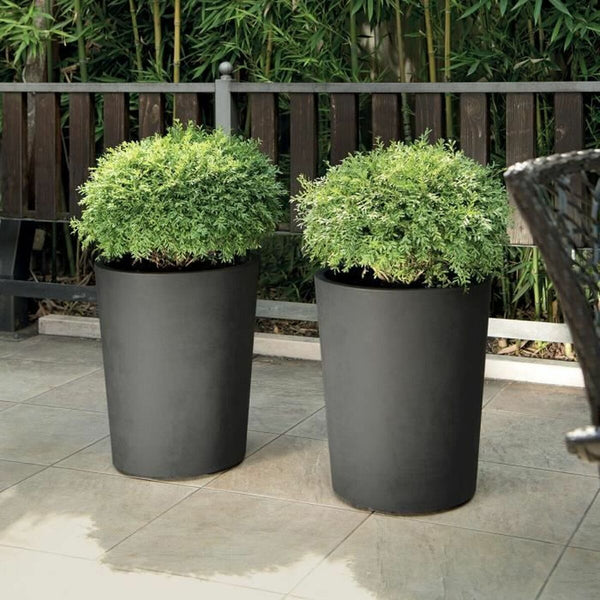Blumentopf Deroma Millennium R Grau Anthrazit Kunststoff Wiederverwerteter Kunststoff rund Vase