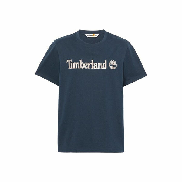 Herren Kurzarm-T-Shirt Timberland Kennebec River Camo Linear Logo Blau