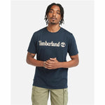 Herren Kurzarm-T-Shirt Timberland Kennebec River Camo Linear Logo Blau