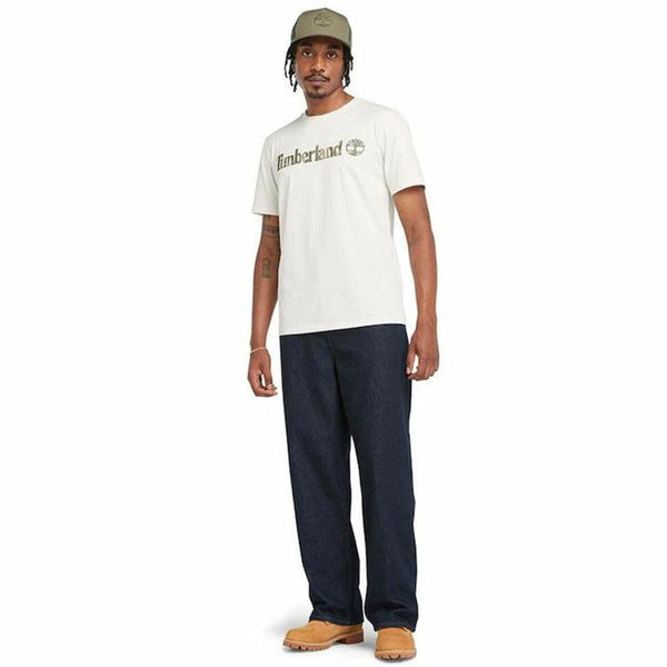 Herren Kurzarm-T-Shirt Timberland Kennebec River Camo Linear Logo Weiß