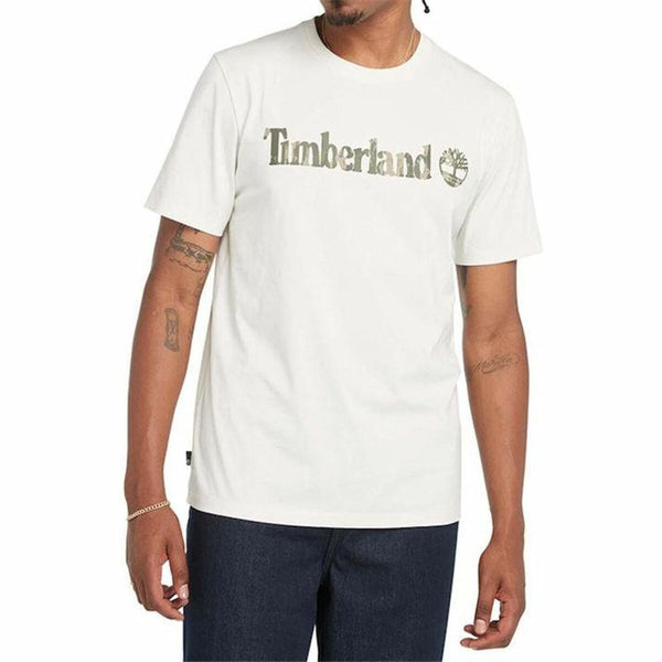 Herren Kurzarm-T-Shirt Timberland Kennebec River Camo Linear Logo Weiß