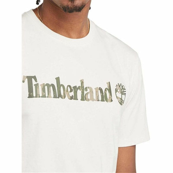 Herren Kurzarm-T-Shirt Timberland Kennebec River Camo Linear Logo Weiß