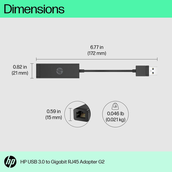 USB 2.0-zu-Red RJ45-Adapter HP 4Z7Z7AA Schwarz