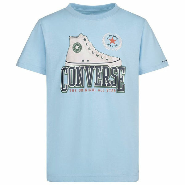 Kurzarm-T-Shirt für Kinder Converse Script Sneaker Gfx Himmelsblau