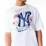 Herren Kurzarm-T-Shirt New Era MLB FOOD GRPHC OS New York Yankees Weiß
