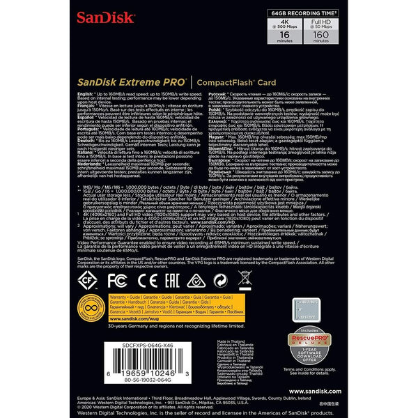 Speicherkarte CF SanDisk SDCFXPS-064G-X46