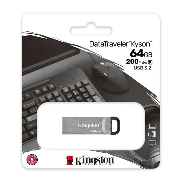 USB Pendrive Kingston Kyson Silberfarben 64 GB (1 Stück)