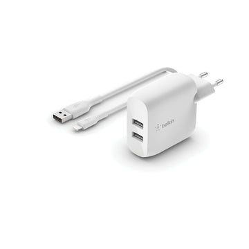 Wand-Ladegerät + Lightning-Kabel MFI Belkin Weiß 24 W