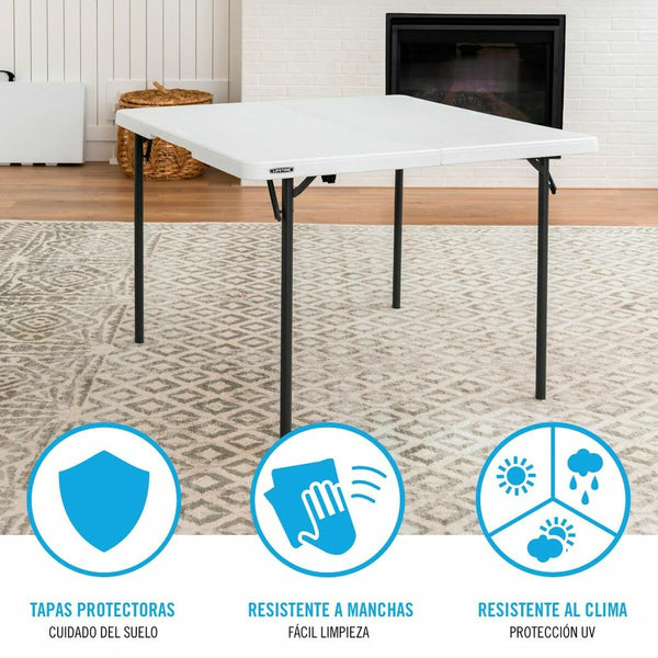 Table Klapptisch Lifetime Weiß karriert Stahl Kunststoff 94 x 94 x 74 cm