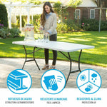 Table Klapptisch Lifetime Weiß rechteckig Stahl Kunststoff 185 x 76 x 74 cm