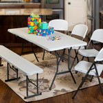 Table Klapptisch Lifetime Weiß rechteckig Stahl Kunststoff 185 x 76 x 74 cm
