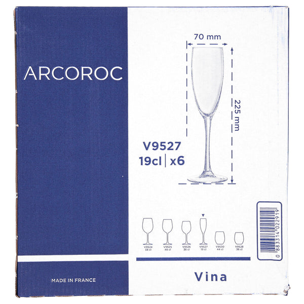 Champagnerglas Arcoroc Vina Durchsichtig Glas 190 ml (6 Stück)