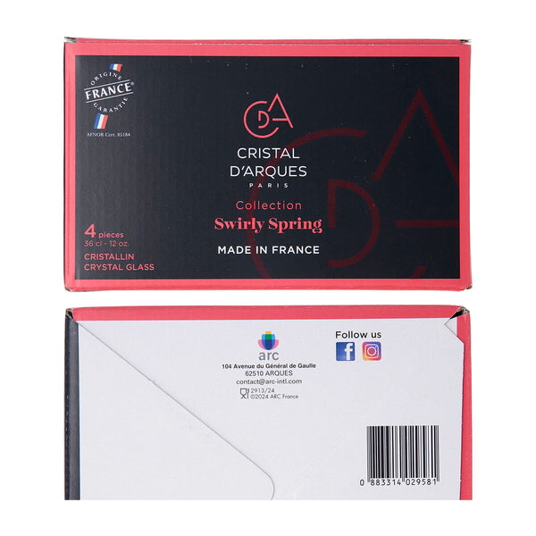 Wasserglas Cristal d’Arques Paris Swirly Spring Rosa Glas 360 ml (4 Stück)