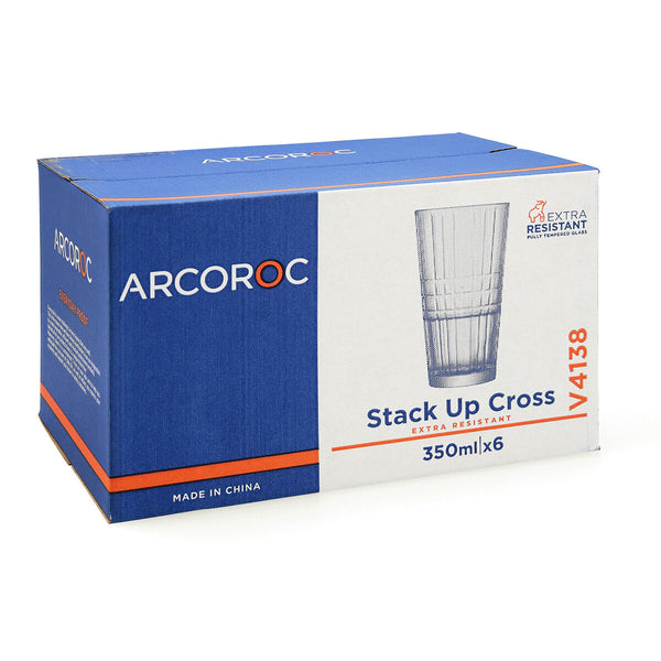 Trinkglas Arcoroc Stack'up Cross Durchsichtig Glas 350 ml (6 Stück)