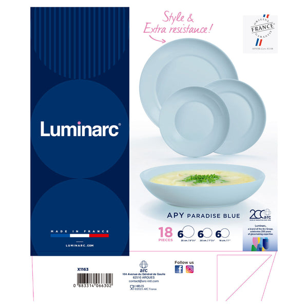 Geschirr Luminarc Apy Paradise Azul Blau Glas 18 Stücke