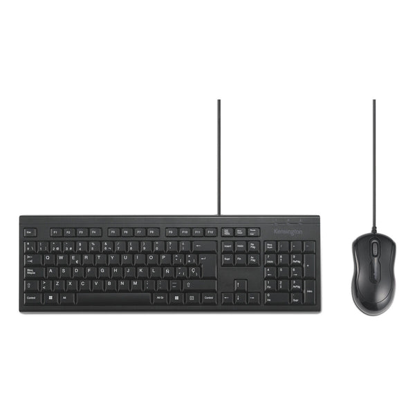 Tastatur mit Maus Kensington KM100 Schwarz Spanisch QWERTY
