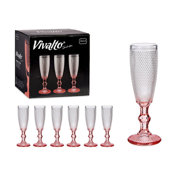 Champagnerglas Vivalto Rosa Durchsichtig Glas 180 ml Punkte (6 Stück)