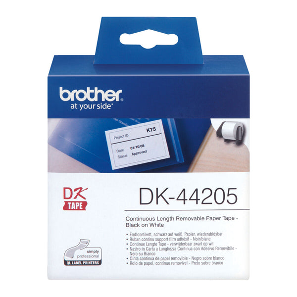 Drucker-Etiketten Brother DK-44205 Weiß Schwarz/Weiß 62 mm x 15,24 m