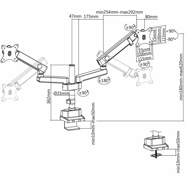 Bildschirm-Träger für den Tisch V7 DMPRO2DTA-3N 17" 32"