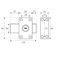 Schloss Yale YV25BT-40 Beige Metall Türen Ø 23 mm