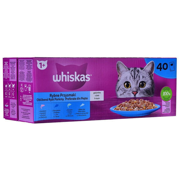 Snack für Katze Whiskas 40 x 85 g Lachsfarben Thunfisch Fisch Kabeljau