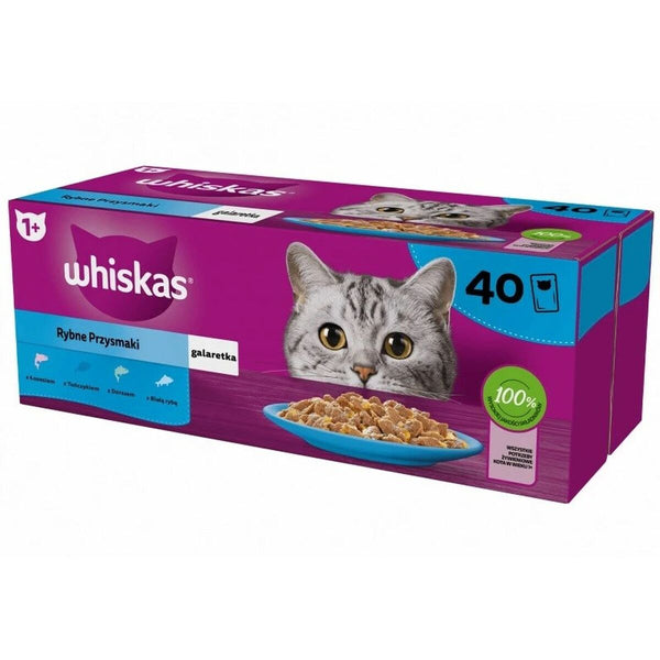 Snack für Katze Whiskas 40 x 85 g Lachsfarben Thunfisch Fisch Kabeljau