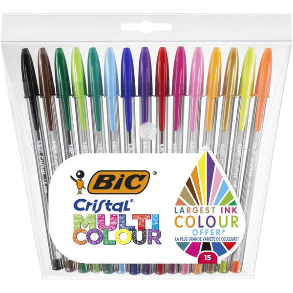 Kugelschreiber-Set Bic Cristal Multicolor 15 Stücke Bunt 0,42 mm (15 Stücke)