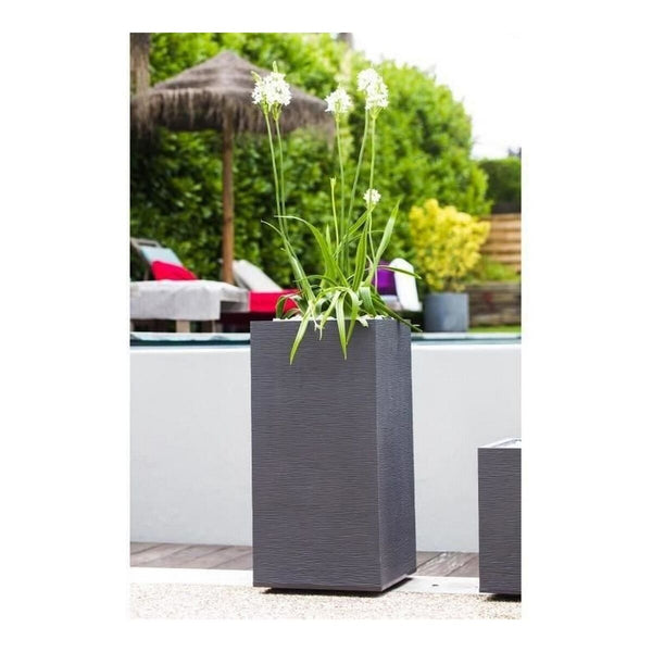 Blumentopf EDA Graphit Grau Dunkelgrau Kunststoff karriert 39,5 x 39,5 x 80 cm