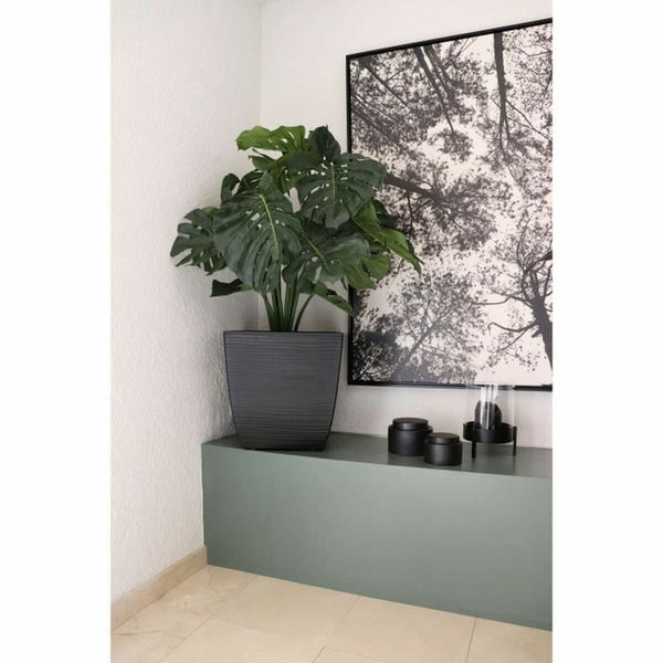 Blumentopf EDA 43,5 x 43,5 x 44,5 cm Schwarz Kunststoff karriert Moderne