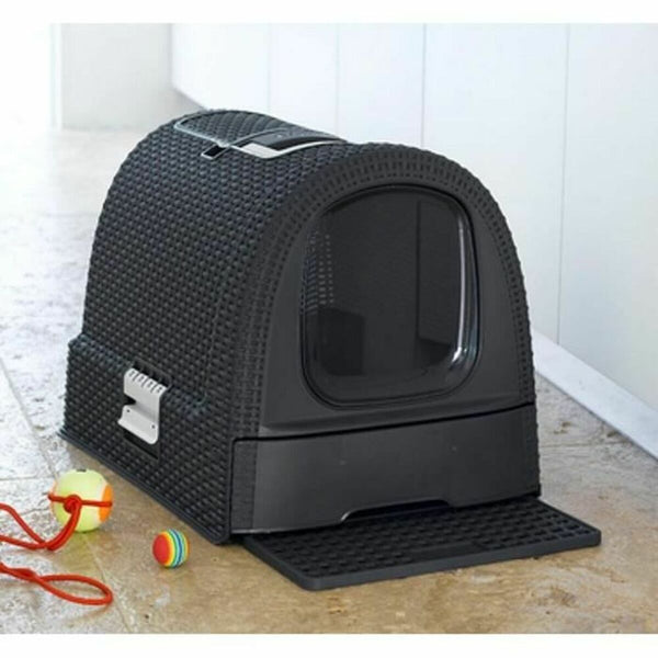 Katzentoilette Curver 51 x 38,5 x 39,5 cm Anthrazit Schwarz Kunststoff