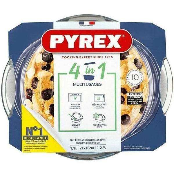 Topf mit Deckel Pyrex 1,4 L Weiß Durchsichtig