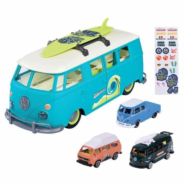 Spielset Fahrzeuge Majorette Volkswagen T1 Carry Case Blau