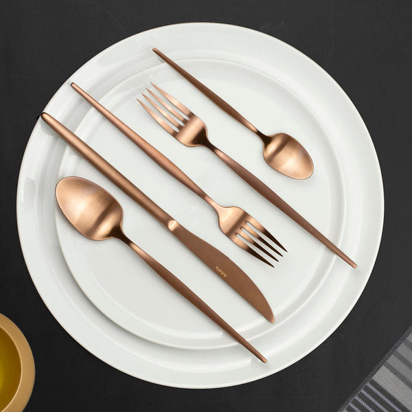 Dessertlöffel Set Amefa Soprano Kupfer Metall Edelstahl 12 Stück