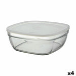 Viereckige Lunchbox mit Deckel Duralex FreshBox 3 L 23 x 23 x 9 cm (4 Stück)