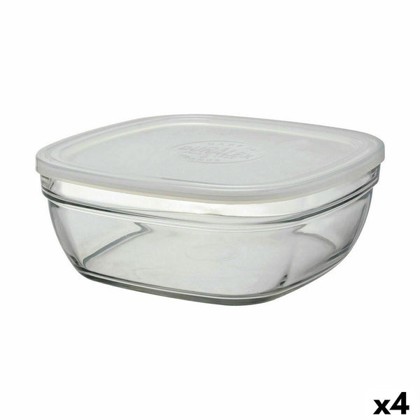 Viereckige Lunchbox mit Deckel Duralex FreshBox 3 L 23 x 23 x 9 cm (4 Stück)