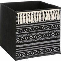 Aufbewahrungsbox Five Etnic Mit Fransen 31 x 31 x 31 cm Schwarz Kunststoff