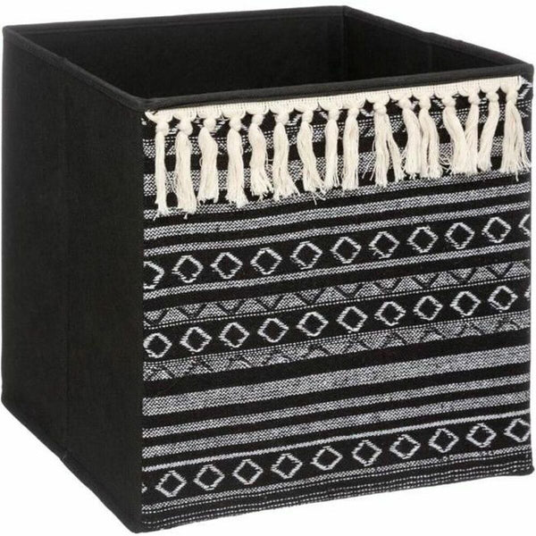 Aufbewahrungsbox Five Etnic Mit Fransen 31 x 31 x 31 cm Schwarz Kunststoff