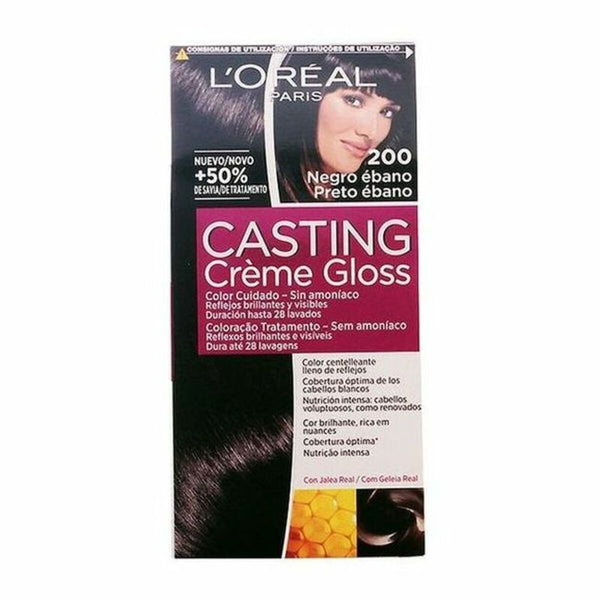 Amoniakfreie Färbung L'Oreal Make Up Casting Creme Gloss Ebenholzschwarz 180 ml