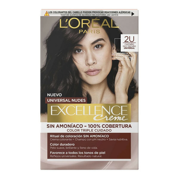 Amoniakfreie Färbung L'Oreal Make Up Excellence 2u-darkest brunette Nº 2u-Darkest Brunette (5 Stück)