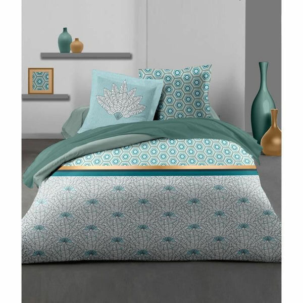 Bettdeckenbezug HOME LINGE PASSION Weiß Smaragdgrün Doppelbett 240 x 260 cm