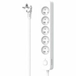 Steckerleiste mit 5 Steckdosen und Schalter QUARX (3 m)