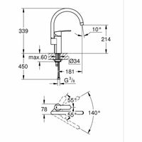 Kitchen Tap Grohe Wave Cosmopolitan - 32449001 C-Form Metall