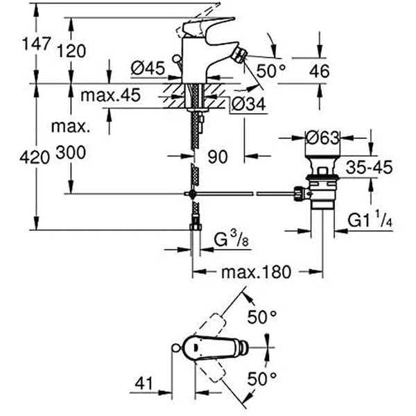 Mischbatterie Grohe 23770000 Bidet