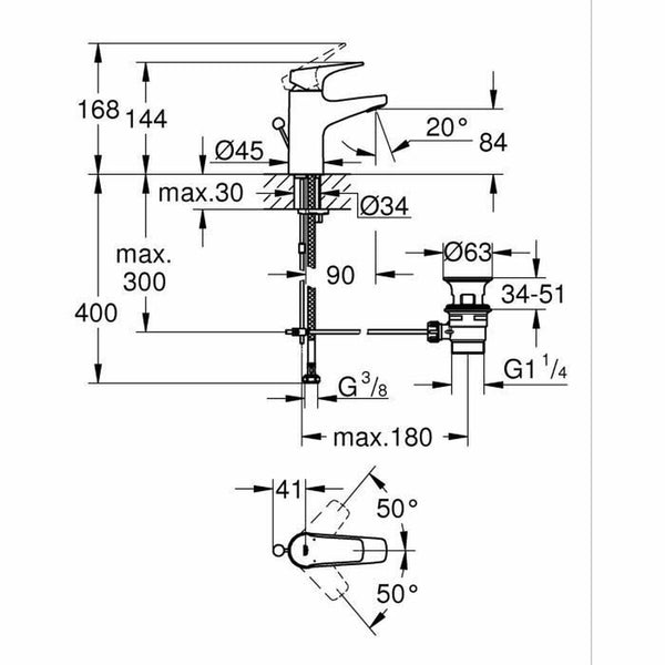 Mischbatterie Grohe Start Flow Metall Messing